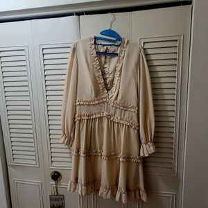 Amazon Cream Ruffle Mini Dress